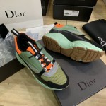 Dior B22 Sneaker in black technical knit black with green