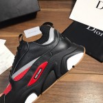 Dior B22 Sneaker in black technical knit black with red