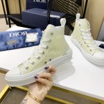 Dior B23 High Top Sneaker White and Yellow Dior Oblique Canvas