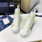 Dior B23 High Top Sneaker White and Yellow Dior Oblique Canvas