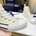 Dior B23 High Top Sneaker White and Yellow Dior Oblique Canvas