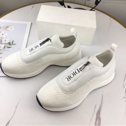 Dior B25 Low Top Sneakers in White Keni & Neoprene