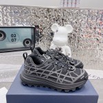 Dior B31 Runner Sneaker Black Technical Mesh and Anthracite Gray Rubber with Warped Cannage Motif