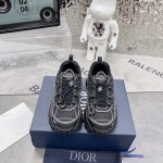 Dior B31 Runner Sneaker Black Technical Mesh and Anthracite Gray Rubber with Warped Cannage Motif