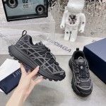 Dior B31 Runner Sneaker Black Technical Mesh and Anthracite Gray Rubber with Warped Cannage Motif