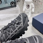 Dior B31 Runner Sneaker Black Technical Mesh and Anthracite Gray Rubber with Warped Cannage Motif