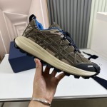 Dior B31 Runner Sneaker Brown Technical Mesh and Khaki Rubber with Warped Cannage Motif