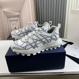 Dior B31 Runner Sneaker White Technical Mesh and Gray Rubber with Warped Cannage Motif