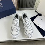 Dior B31 Runner Sneaker White Technical Mesh and Gray Rubber with Warped Cannage Motif