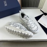 Dior B31 Runner Sneaker White Technical Mesh and Gray Rubber with Warped Cannage Motif