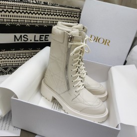 Dior D-Leader Ankle Boot Beige Quilted Cannage Calfskin