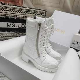 Dior D-Leader Ankle Boot White Quilted Cannage Calfskin