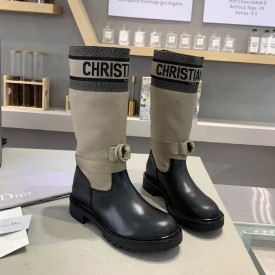 Dior D-Major Boot Taupe and Black Technical Fabric and Calfskin