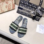 Dior Dway Slide Multicolor Embroidered Cotton Green/ Bue