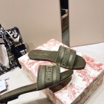 Dior Dway Slide Multicolor Embroidered Cotton Green Color