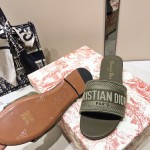 Dior Dway Slide Multicolor Embroidered Cotton Green Color