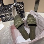 Dior Dway Slide Multicolor Embroidered Cotton Green Color