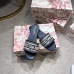 Dior Dway Slide Embroidered Cotton Navy