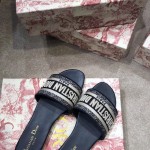 Dior Dway Slide Embroidered Cotton Navy