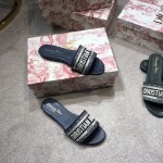 Dior Dway Slide Embroidered Cotton Navy