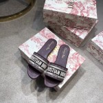 Dior Dway Slide Embroidered Cotton Purple