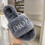 Dior Fur Women Slides Grey