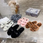 Dior Fur Women Slides Grey