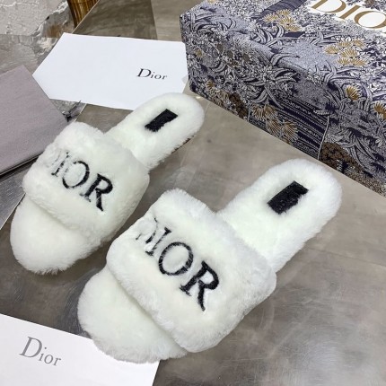 Dior Fur Women Slides White