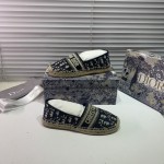 Dior Oblique Embroidered Cotton Espadrille Blue