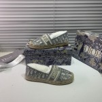 Dior Oblique Embroidered Cotton Espadrille Grey