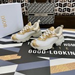 Dior Vibe Sneaker White Mesh and Gold-Tone Leather