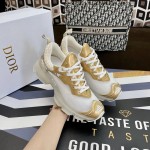 Dior Vibe Sneaker White Mesh and Gold-Tone Leather