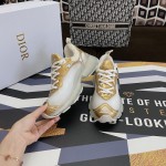 Dior Vibe Sneaker White Mesh and Gold-Tone Leather