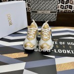 Dior Vibe Sneaker White Mesh and Gold-Tone Leather