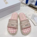 Dior Dway Slide Cornflower Pink Embroidered Cotton with Micro Houndstooth Motif