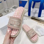 Dior Dway Slide Cornflower Pink Embroidered Cotton with Micro Houndstooth Motif