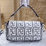 Fendi California Sky Baguette White Nappa Leather FF Print Bag