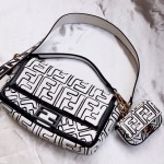 Fendi California Sky Baguette White Nappa Leather FF Print Bag