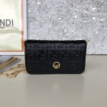 Fendi Wallet on Chain with Pouches Black FF Leather