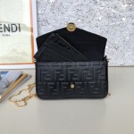 Fendi Wallet on Chain with Pouches Black FF Leather