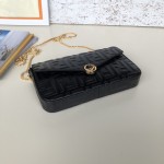 Fendi Wallet on Chain with Pouches Black FF Leather