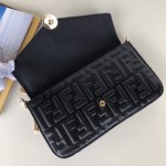 Fendi Wallet on Chain with Pouches Black FF Leather