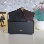 Fendi Wallet on Chain with Pouches Black Leather