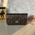 Fendi Wallet on Chain with Pouches Brown FF Leather