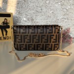 Fendi Wallet on Chain with Pouches Brown FF Leather