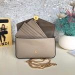 Fendi Wallet on Chain with Pouches Grey Leather