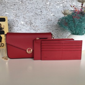 Fendi Wallet on Chain with Pouches Red Leather