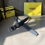 Fendi Leather belt with Pin Buckle Black / Silver 7C0435