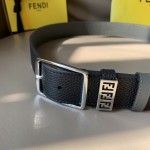 Fendi Leather belt with Pin Buckle Black / Silver 7C0435