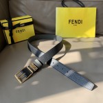 Fendi Leather belt with Pin Buckle Black / Gold 7C0435